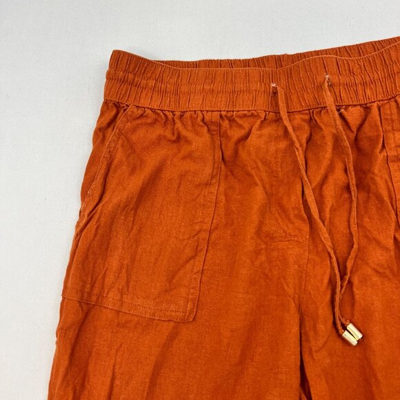 Calvin Klein Womens Linen Blend Pants Drawstring Orange Size Medium Pockets - Picture 4 of 9